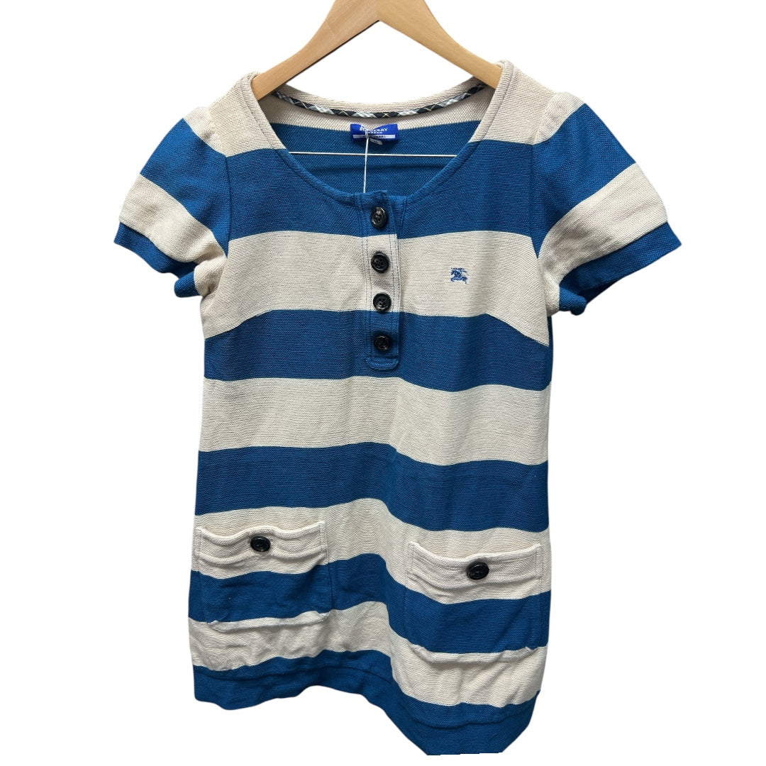Burberry Blue and White Striped Short-Sleeve Shirt | Authentic Pre-Owned Luxury