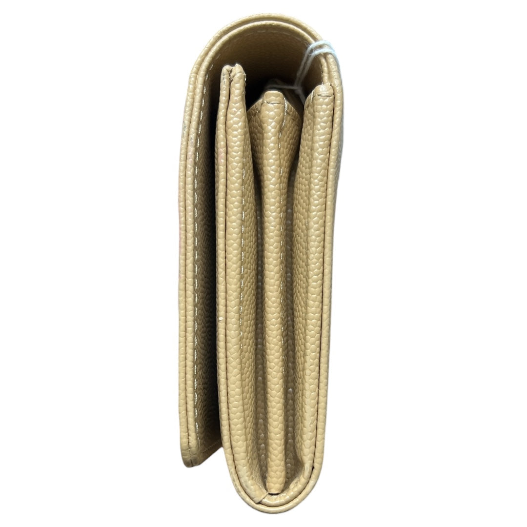 CHANEL Deauville Stud Logo Round Zip Long Wallet Caviar Skin Beige | Authentic Pre-Owned Luxury