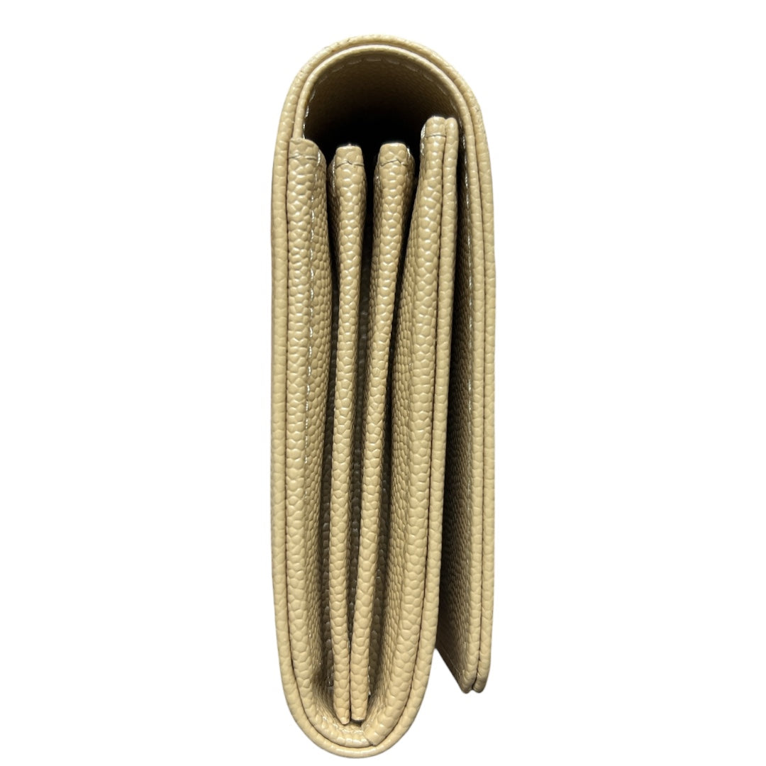 CHANEL Deauville Stud Logo Round Zip Long Wallet Caviar Skin Beige | Authentic Pre-Owned Luxury