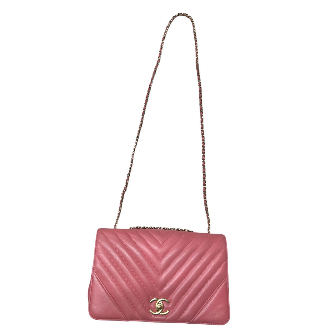 CHANEL Chevron V Stitch Chain Shoulder Bag Pink | Authentic Pre-Owned Luxury