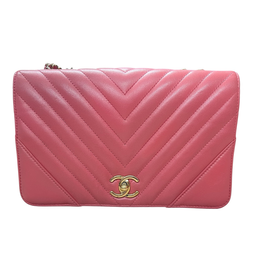 CHANEL Chevron V Stitch Chain Shoulder Bag Pink | Authentic Pre-Owned Luxury