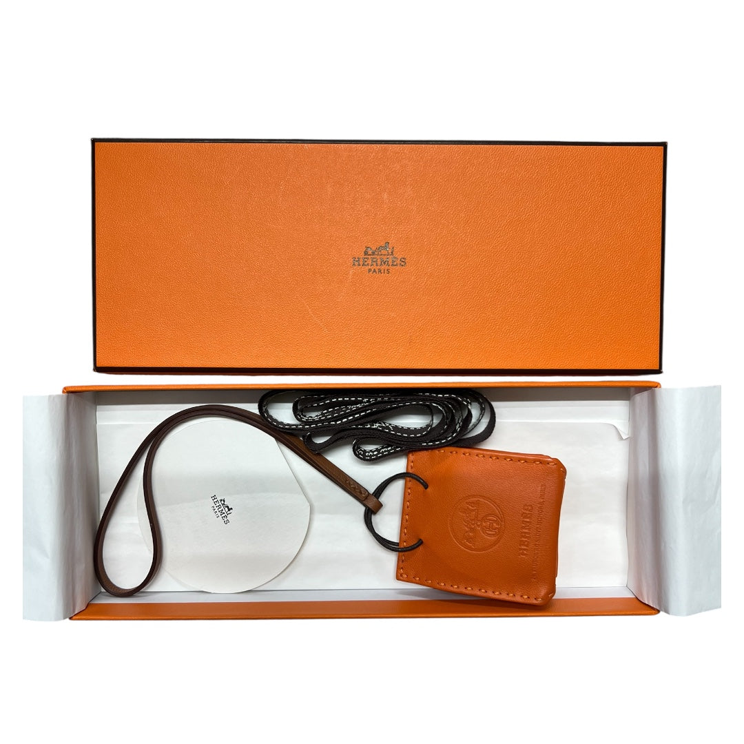 HERMES Sac Orange Bag Charm Orange Leather Handbag Charm | Authentic Pre-Owned Luxury