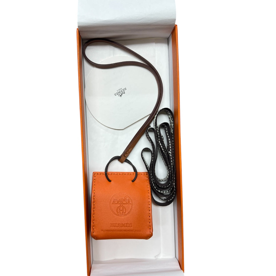 HERMES Sac Orange Bag Charm Orange Leather Handbag Charm | Authentic Pre-Owned Luxury