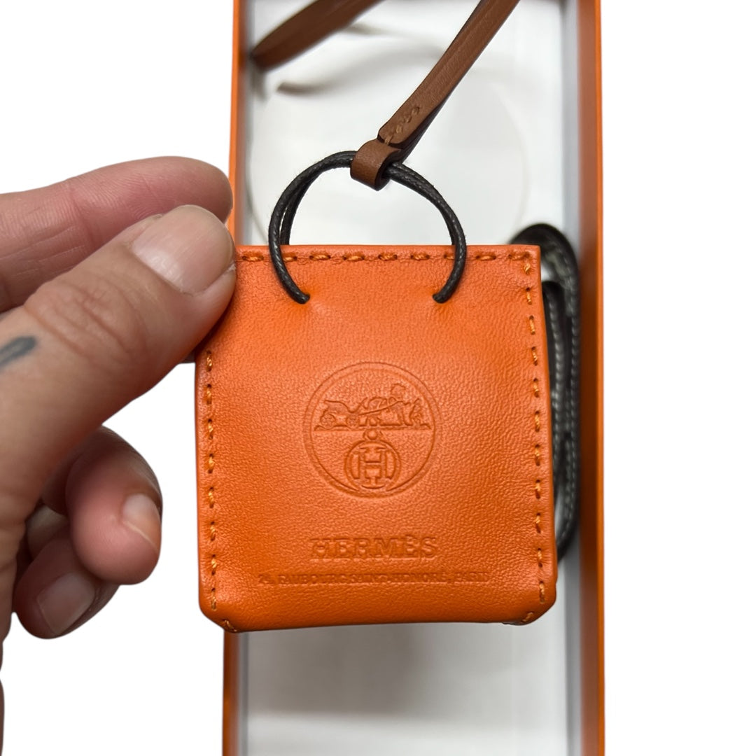 HERMES Sac Orange Bag Charm Orange Leather Handbag Charm | Authentic Pre-Owned Luxury
