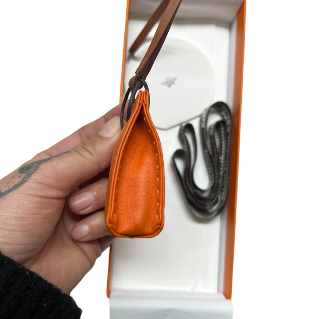 HERMES Sac Orange Bag Charm Orange Leather Handbag Charm | Authentic Pre-Owned Luxury