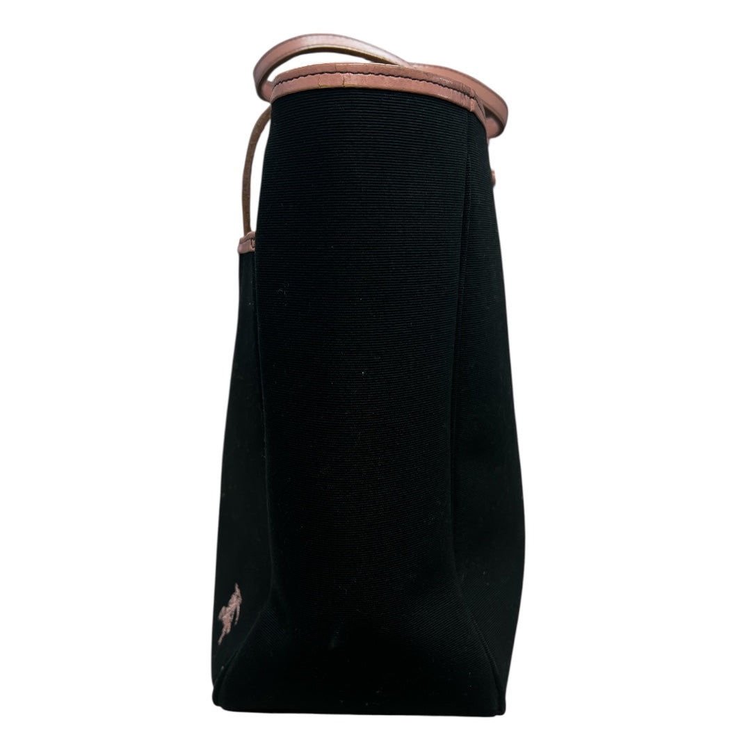Burberry Horse Logo Canvas Tote Bag Black Pink Trim Handbag | Authentic Pre-Owned Luxury