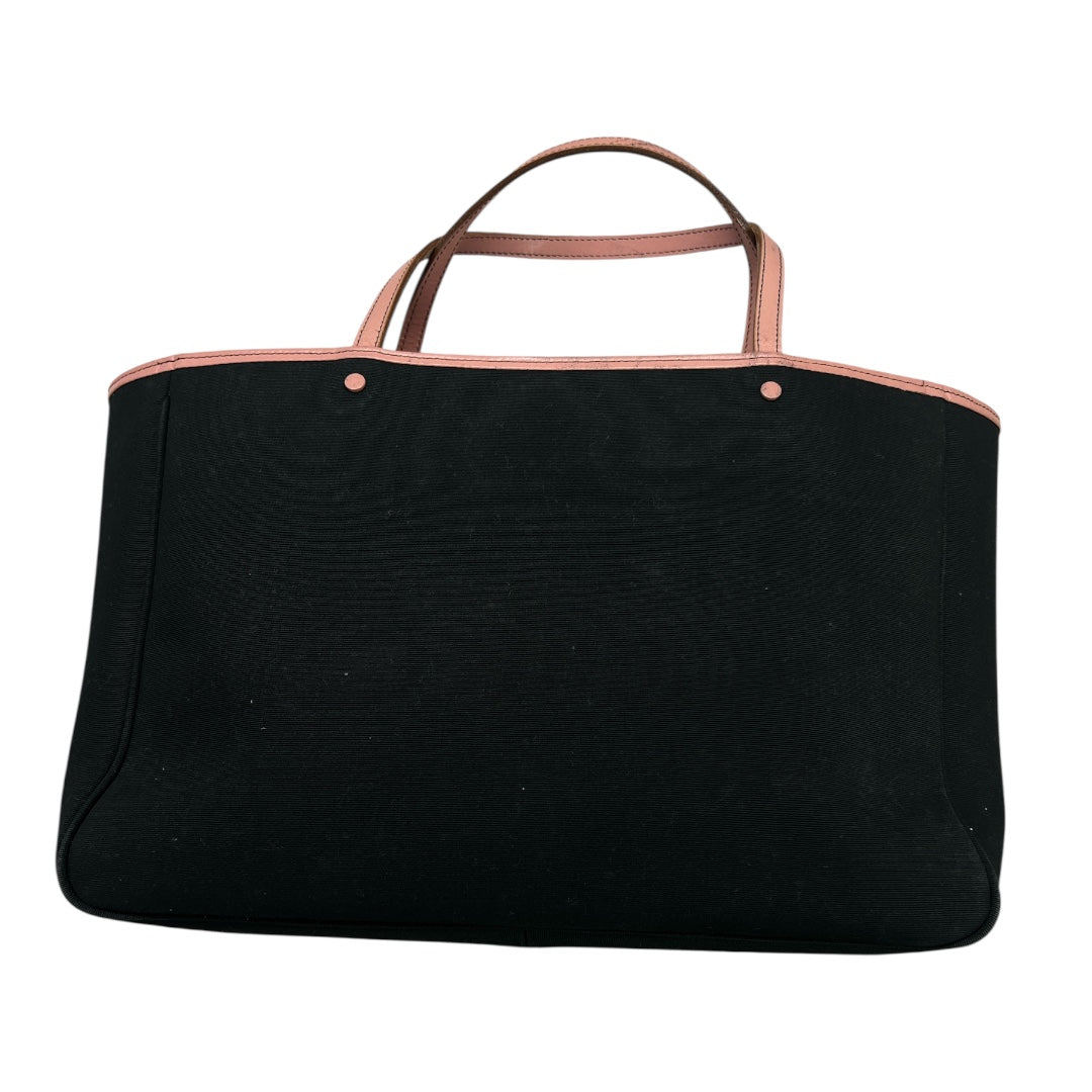 Burberry Horse Logo Canvas Tote Bag Black Pink Trim Handbag | Authentic Pre-Owned Luxury