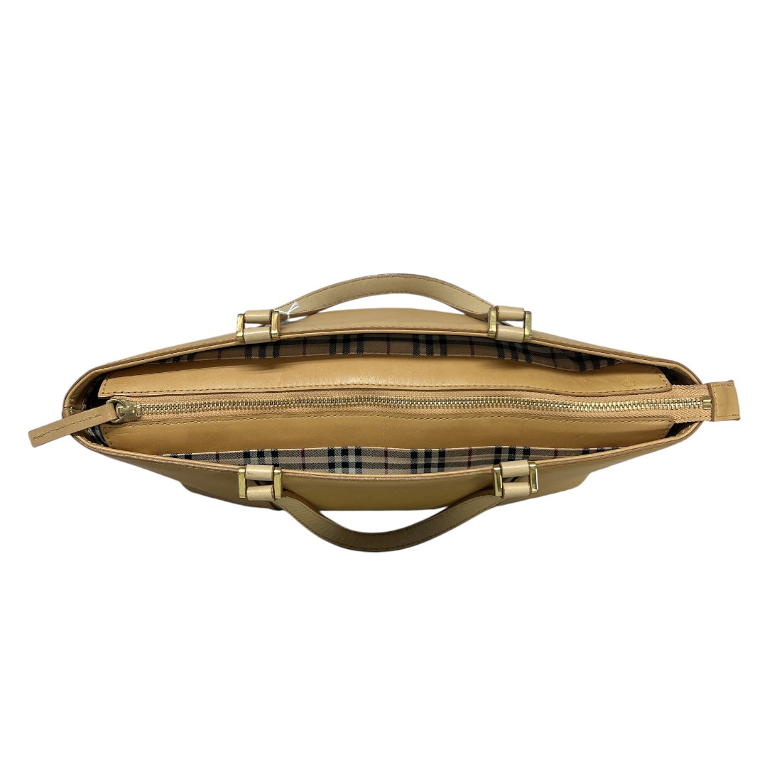 Burberry Leather Tote Bag Beige Nova Check Lining Handbag | Authentic Pre-Owned Luxury