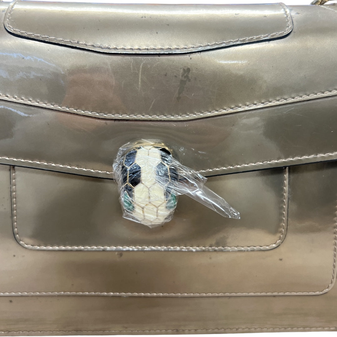 BVLGARI Serpenti Forever Patent Leather Chain Shoulder Bag Silver | Authentic Pre-Owned Luxury