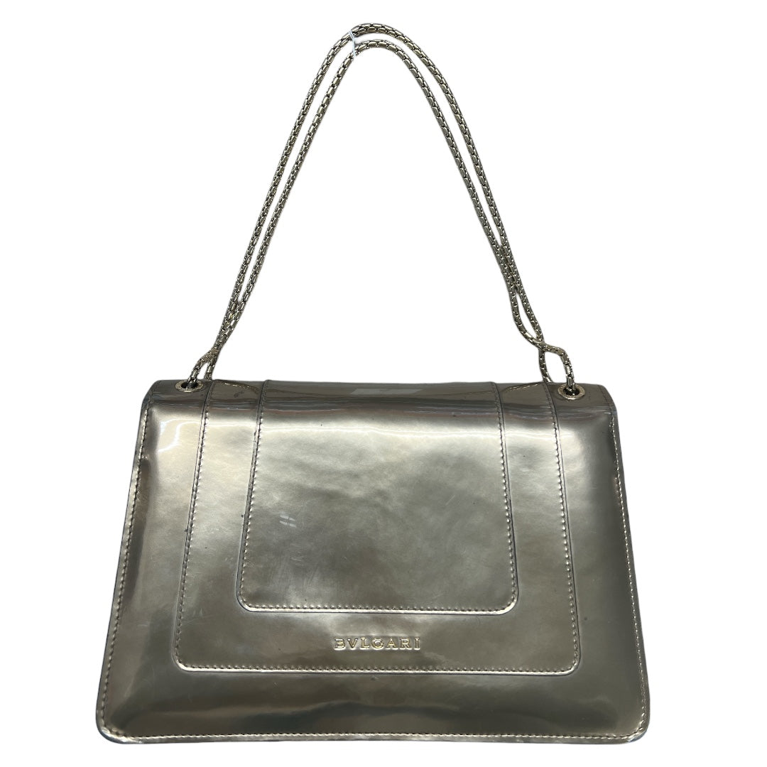BVLGARI Serpenti Forever Patent Leather Chain Shoulder Bag Silver | Authentic Pre-Owned Luxury