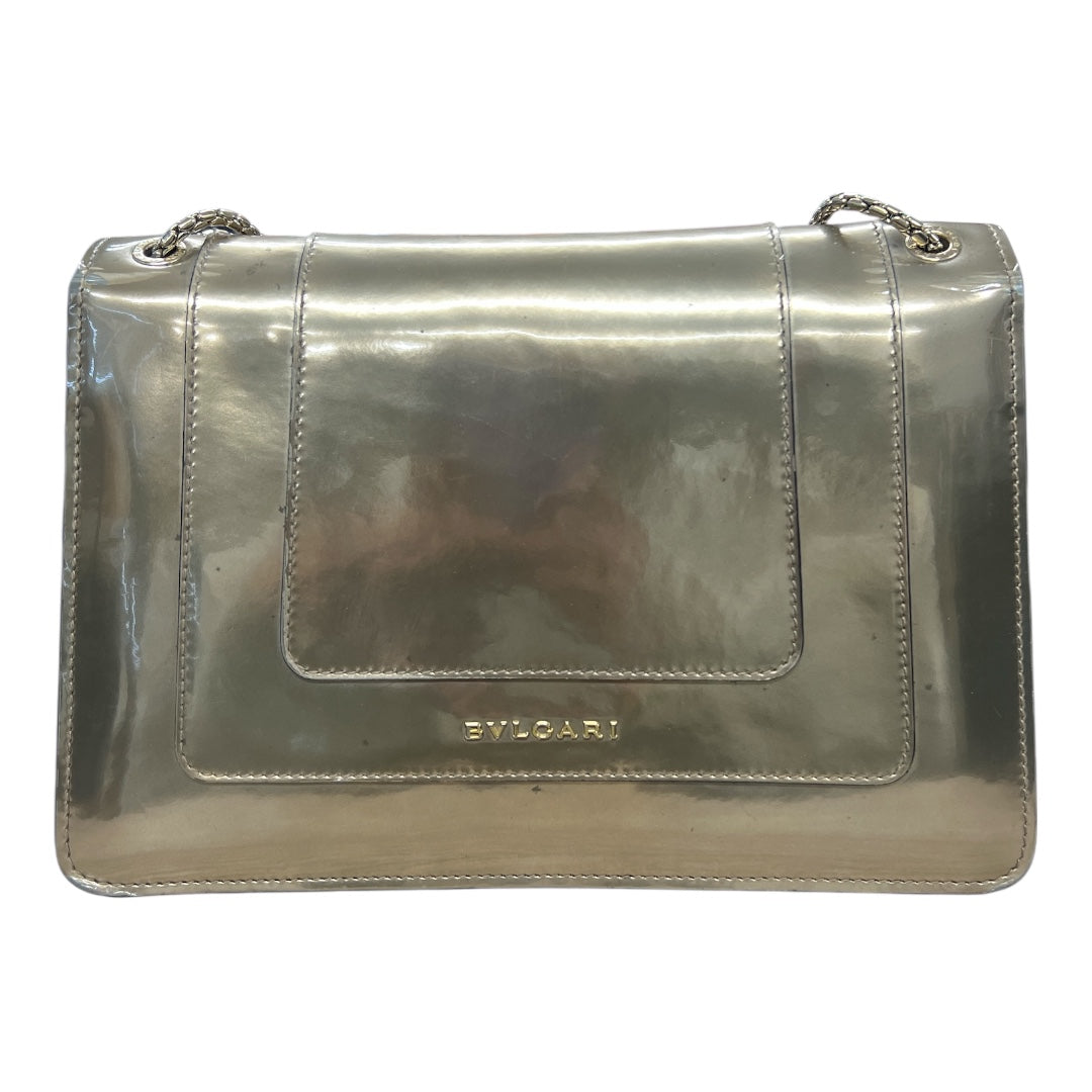 BVLGARI Serpenti Forever Patent Leather Chain Shoulder Bag Silver | Authentic Pre-Owned Luxury