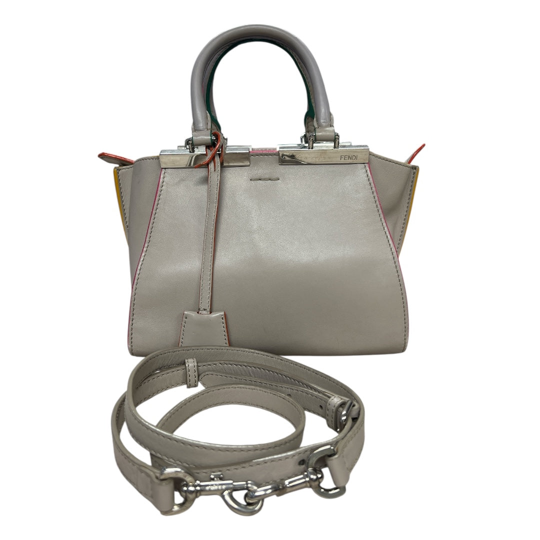 FENDI Petite 2Jours Leather 2-Way Top Handle Shoulder Bag Gray | Authentic Pre-Owned Luxury