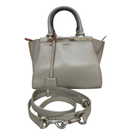 FENDI Petite 2Jours Leather 2-Way Top Handle Shoulder Bag Gray | Authentic Pre-Owned Luxury