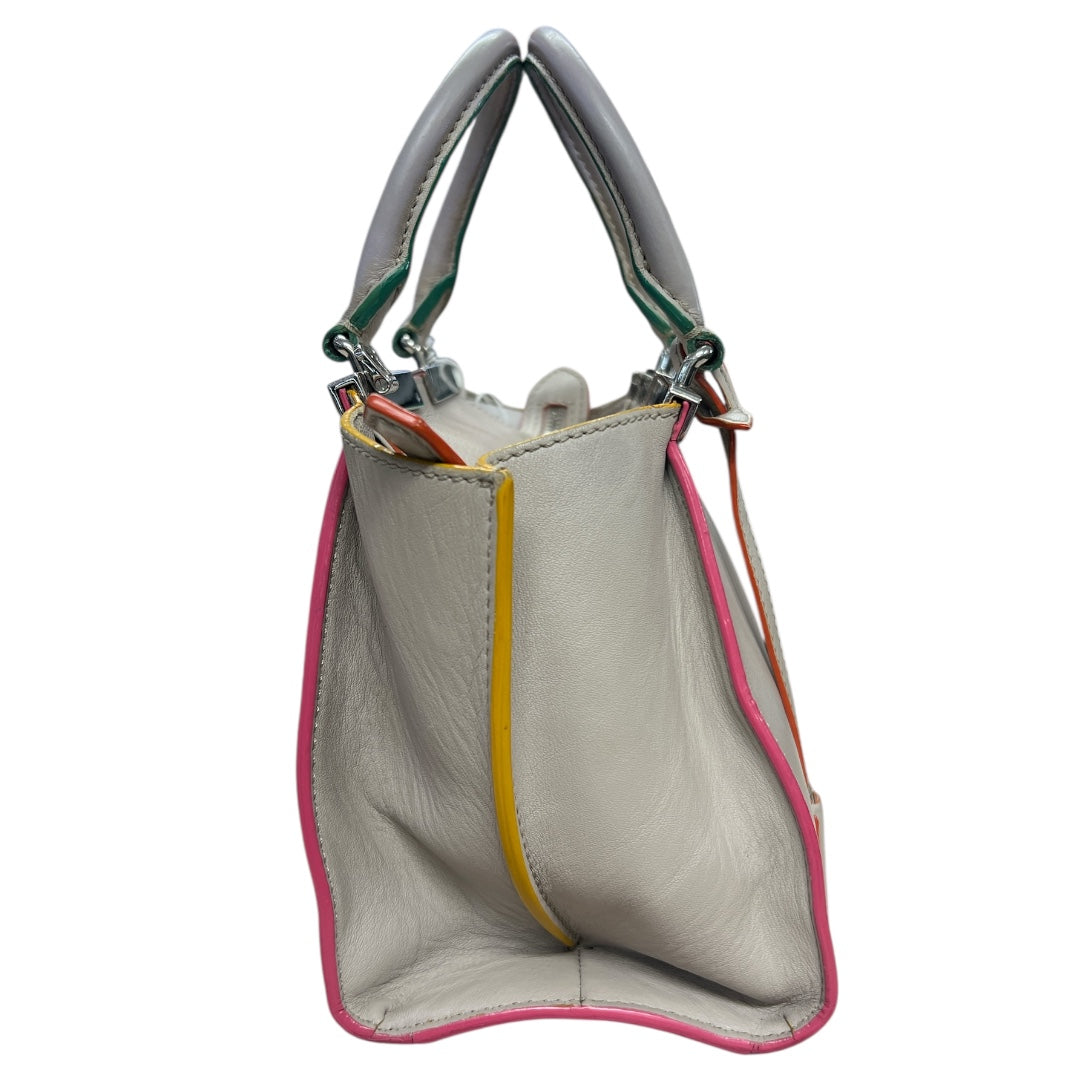 FENDI Petite 2Jours Leather 2-Way Top Handle Shoulder Bag Gray | Authentic Pre-Owned Luxury