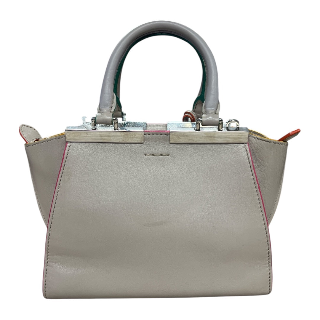 FENDI Petite 2Jours Leather 2-Way Top Handle Shoulder Bag Gray | Authentic Pre-Owned Luxury