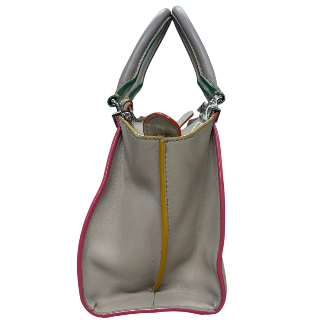 FENDI Petite 2Jours Leather 2-Way Top Handle Shoulder Bag Gray | Authentic Pre-Owned Luxury