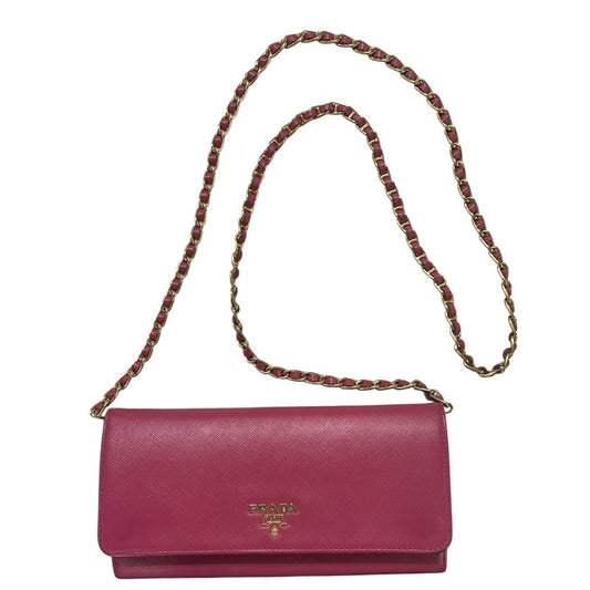 PRADA Saffiano Leather Chain Wallet Shoulder Bag Pink | Authentic Pre-Owned Luxury