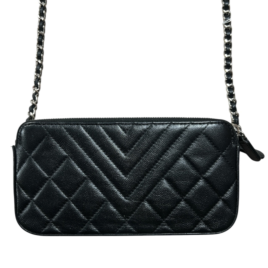 CHANEL Double Zip Chain Wallet Quilted Grained Calfskin Black | Authentic Pre-Owned Luxury