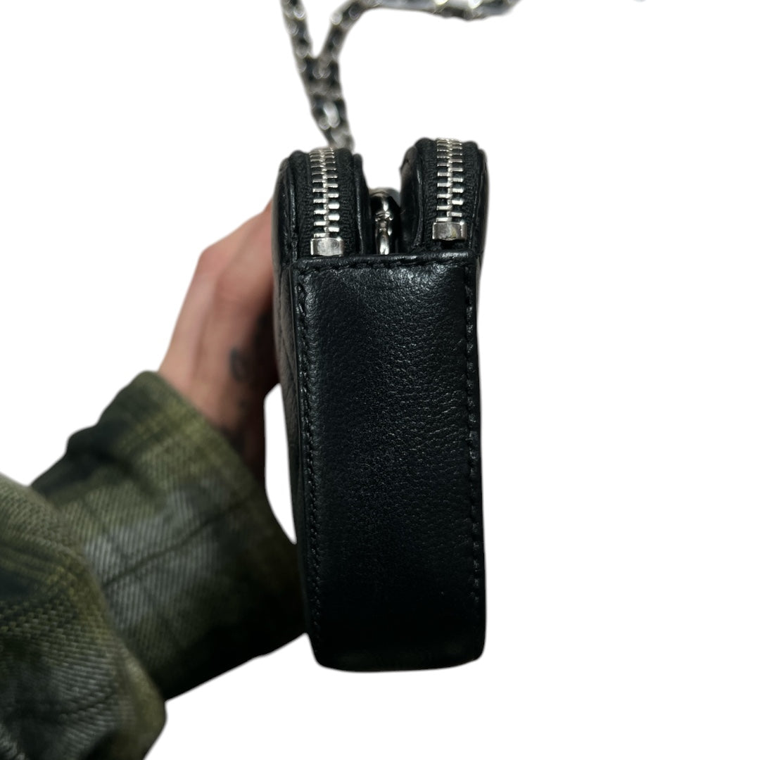 CHANEL Double Zip Chain Wallet Quilted Grained Calfskin Black | Authentic Pre-Owned Luxury