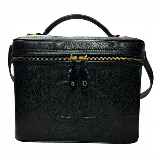 CHANEL Vanity Bag CC Logo Caviar Skin Black Gold Hardware 2WAY | Authentic Pre-Owned Luxury