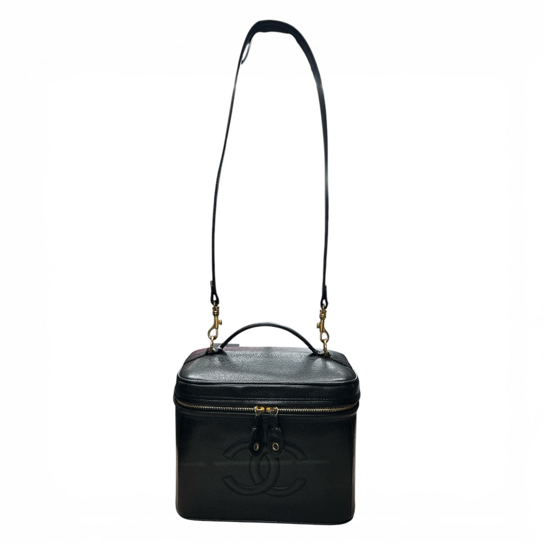 CHANEL Vanity Bag CC Logo Caviar Skin Black Gold Hardware 2WAY | Authentic Pre-Owned Luxury
