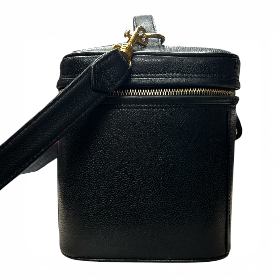CHANEL Vanity Bag CC Logo Caviar Skin Black Gold Hardware 2WAY | Authentic Pre-Owned Luxury