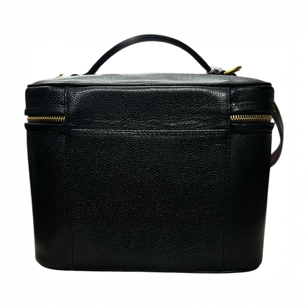 CHANEL Vanity Bag CC Logo Caviar Skin Black Gold Hardware 2WAY | Authentic Pre-Owned Luxury