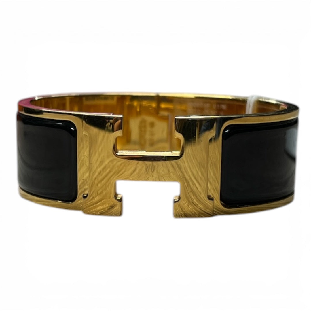 HERMES Clic Clac H Bracelet Black Enamel Gold Hardware Bangle | Authentic Pre-Owned Luxury