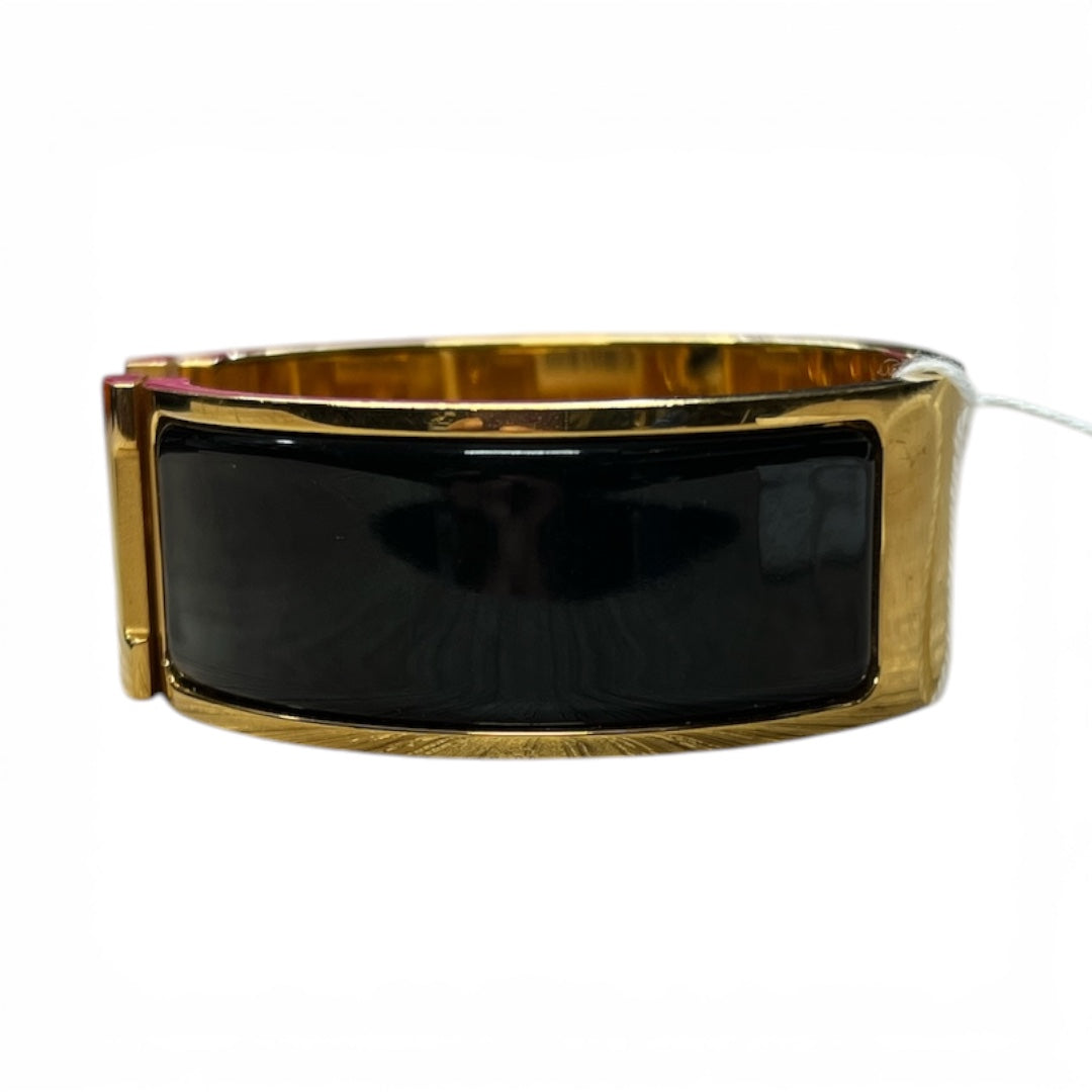 HERMES Clic Clac H Bracelet Black Enamel Gold Hardware Bangle | Authentic Pre-Owned Luxury