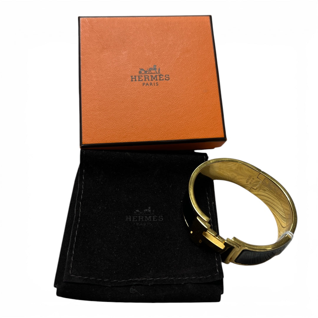 HERMES Clic Clac H Bracelet Black Enamel Gold Hardware Bangle | Authentic Pre-Owned Luxury