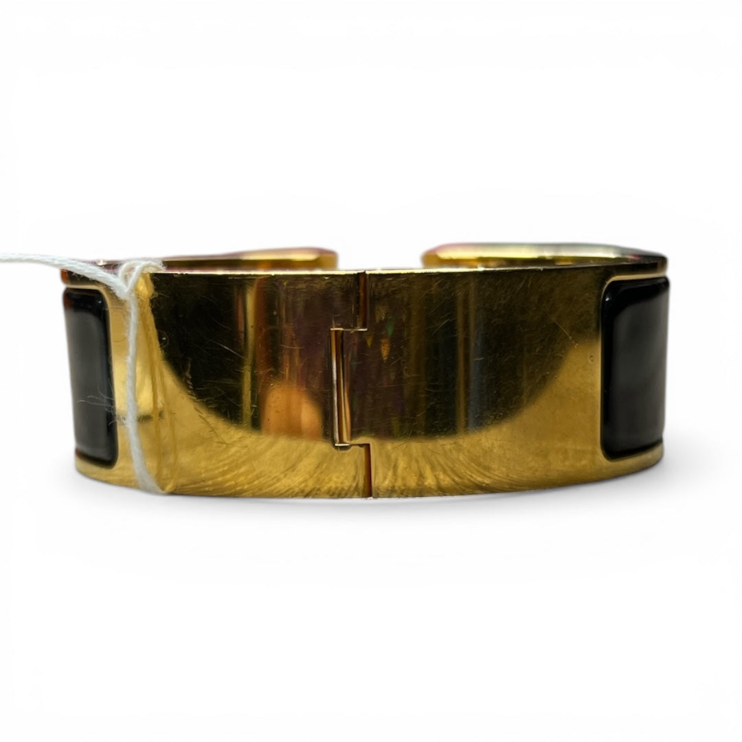 HERMES Clic Clac H Bracelet Black Enamel Gold Hardware Bangle | Authentic Pre-Owned Luxury