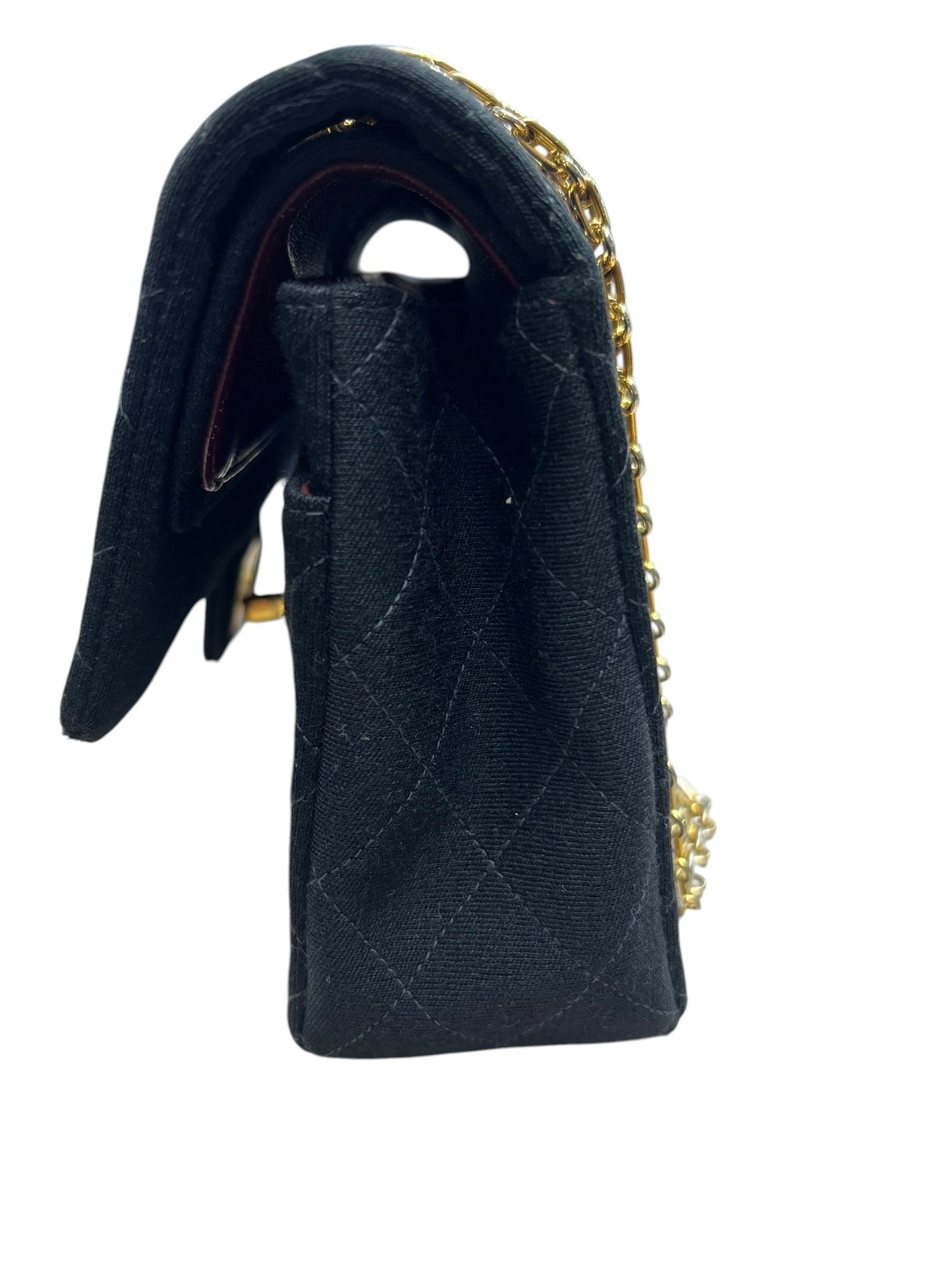 CHANEL Vintage Classic Double Flap Medium Jersey Black Gold Hardware Chain Shoulder Bag 1994-1996 | Authentic Pre-Owned Luxury
