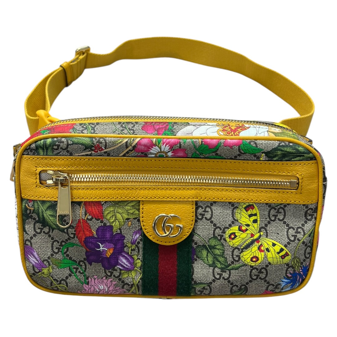 GUCCI GG Flora Ophidia Belt Bag PVC Leather Yellow | Authentic Pre-Owned Luxury