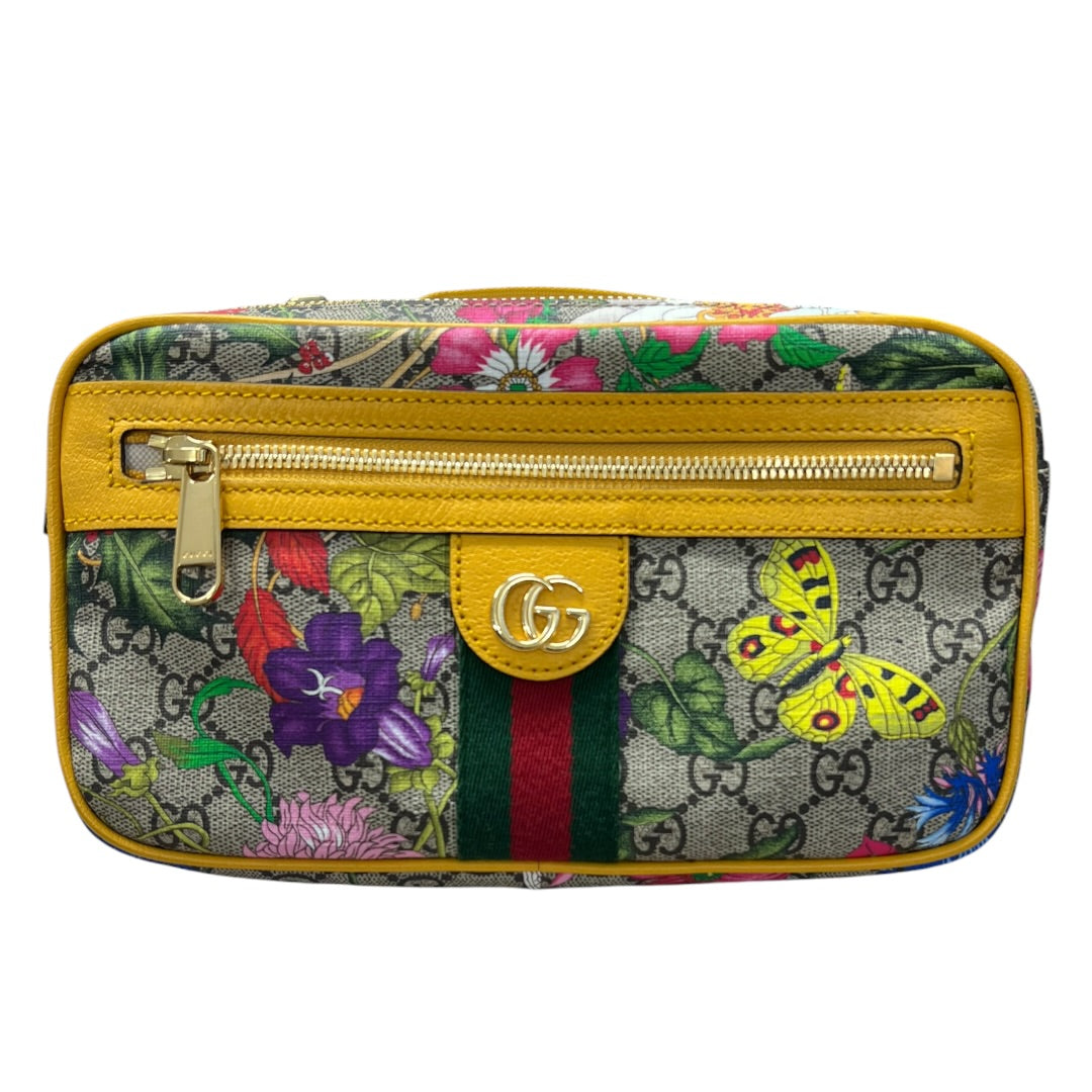 GUCCI GG Flora Ophidia Belt Bag PVC Leather Yellow | Authentic Pre-Owned Luxury