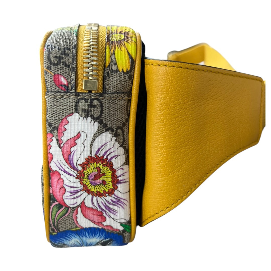 GUCCI GG Flora Ophidia Belt Bag PVC Leather Yellow | Authentic Pre-Owned Luxury