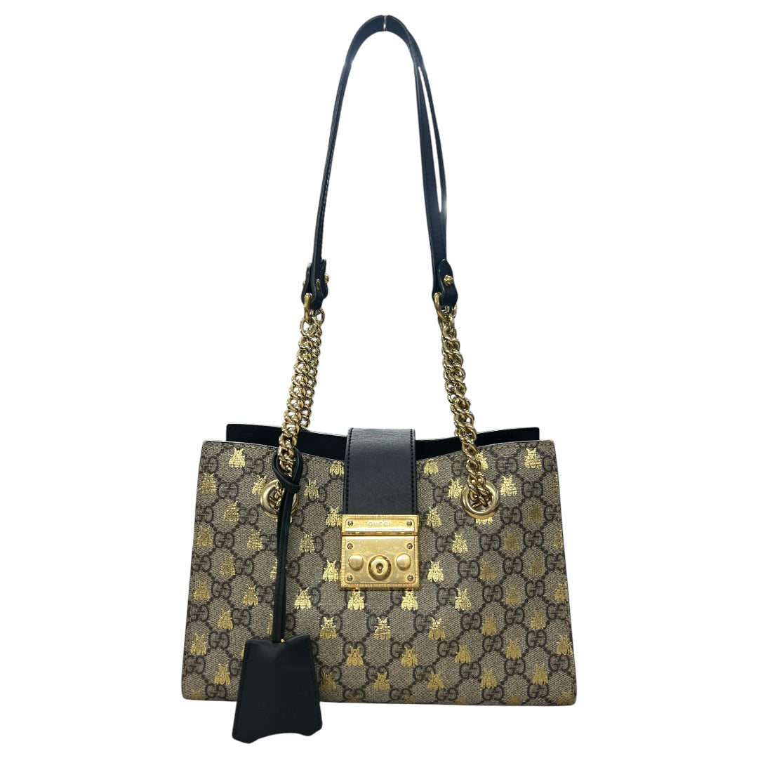 GUCCI Padlock Bee GG Supreme Small Chain Shoulder Bag | Authentic Pre-Owned Luxury