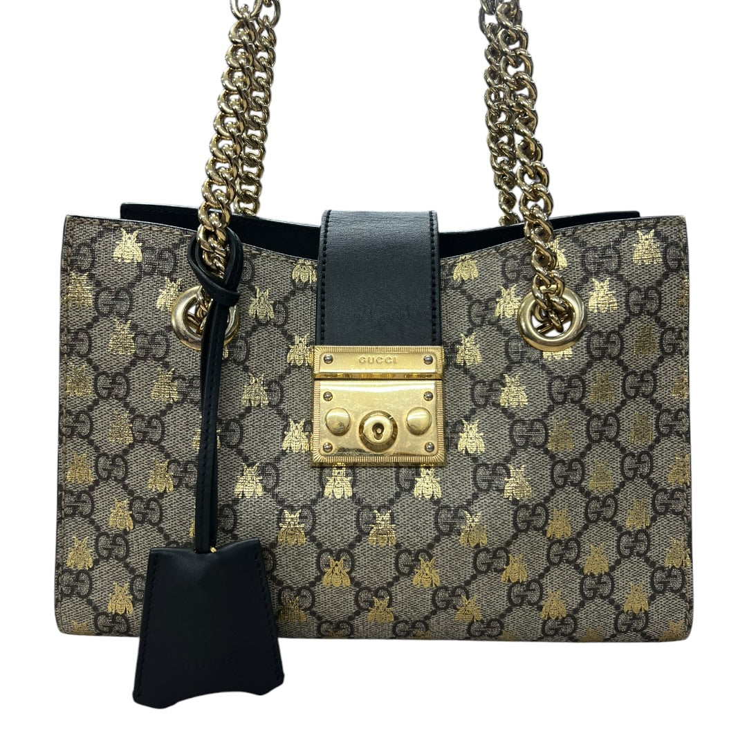 GUCCI Padlock Bee GG Supreme Small Chain Shoulder Bag | Authentic Pre-Owned Luxury