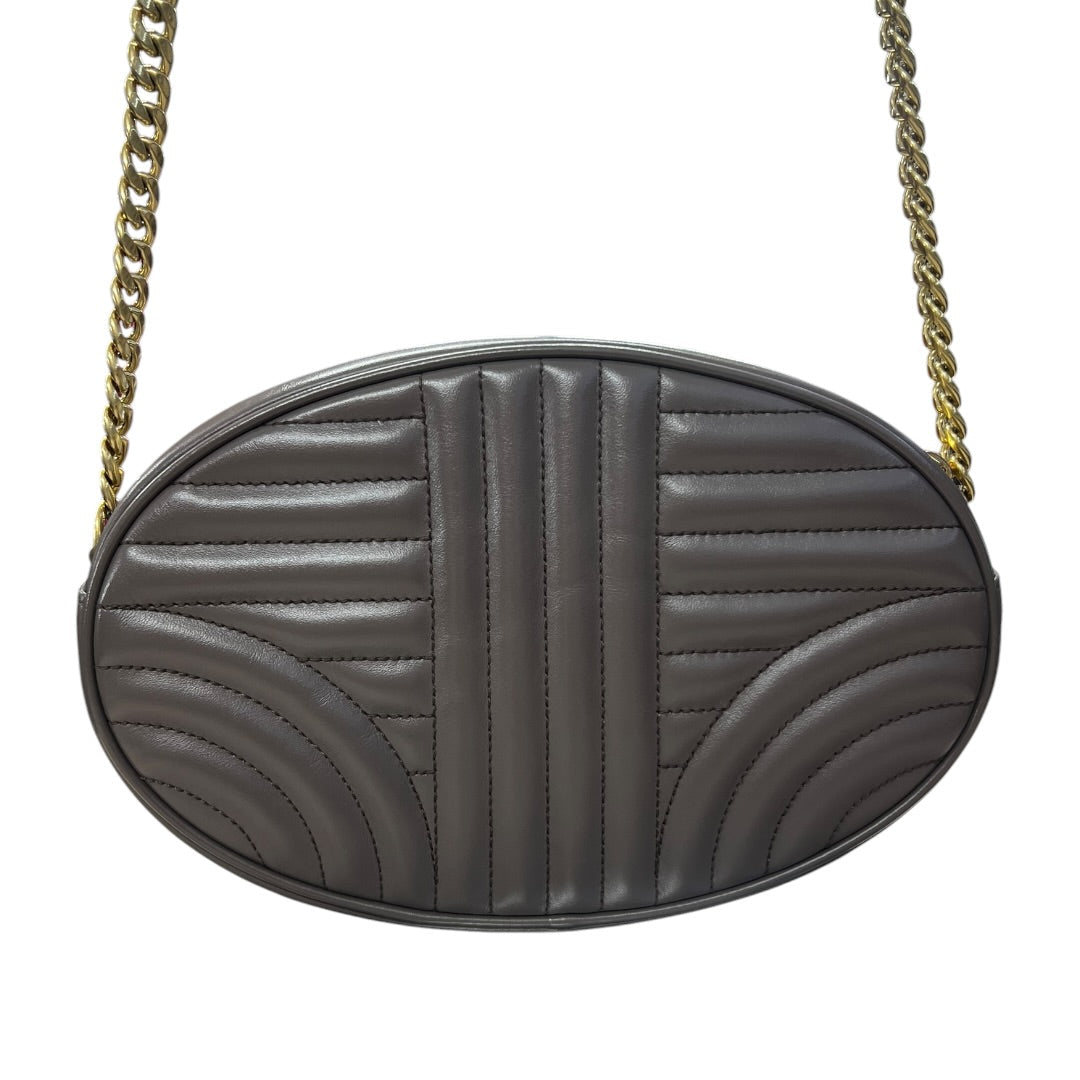 PRADA Diagram Leather Chain Shoulder Bag Gray | Authentic Pre-Owned Luxury