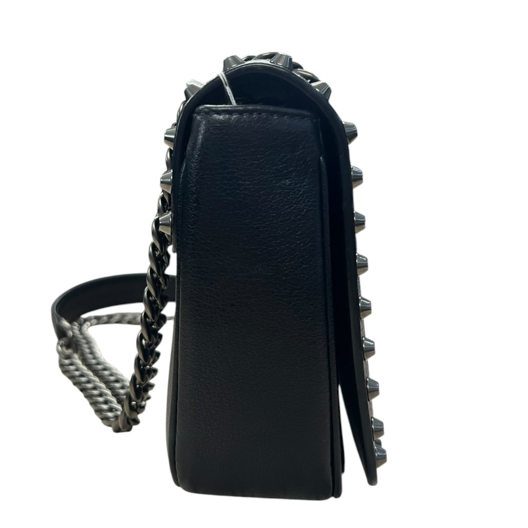 PRADA Studded Leather Flap Chain Shoulder Bag Black | Authentic Pre-Owned Luxury