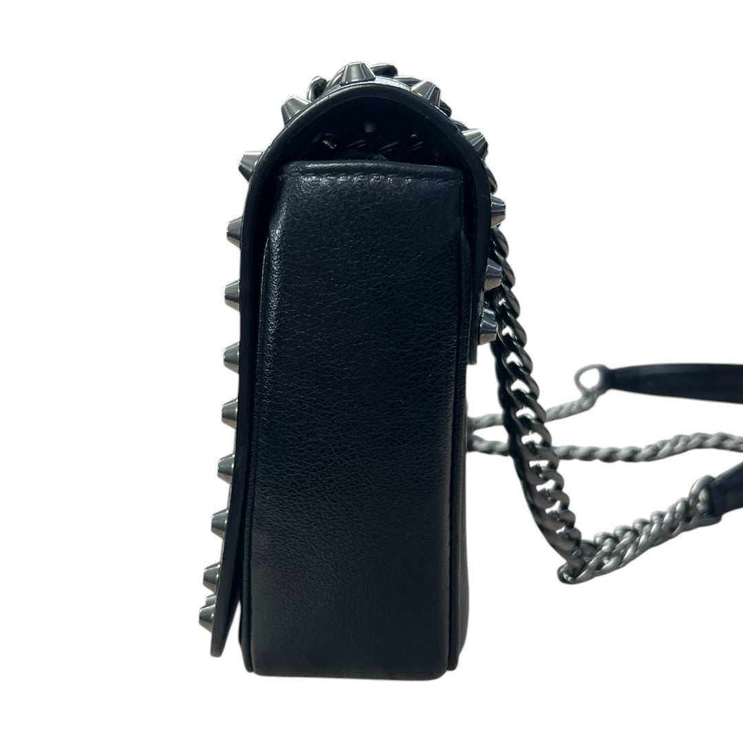 PRADA Studded Leather Flap Chain Shoulder Bag Black | Authentic Pre-Owned Luxury
