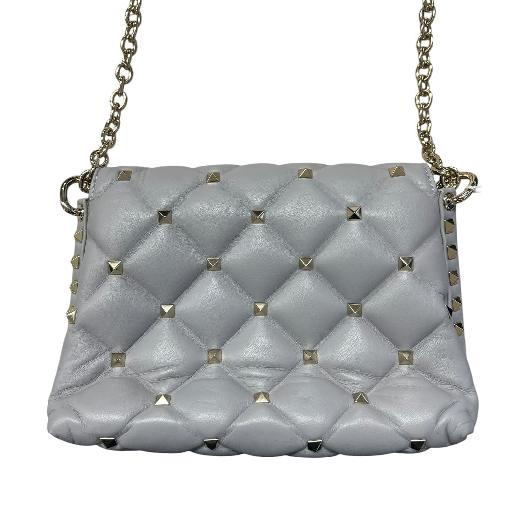 VALENTINO GARAVANI Rockstud Leather Chain Shoulder Bag Gray | Authentic Pre-Owned Luxury