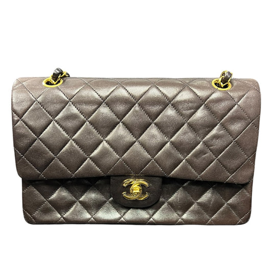 CHANEL Classic Double Flap 25 Matelasse Lambskin Brown Gold Hardware Chain Shoulder Bag | Authentic Pre-Owned Luxury