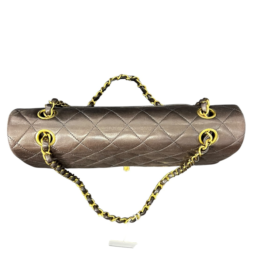CHANEL Classic Double Flap 25 Matelasse Lambskin Brown Gold Hardware Chain Shoulder Bag | Authentic Pre-Owned Luxury