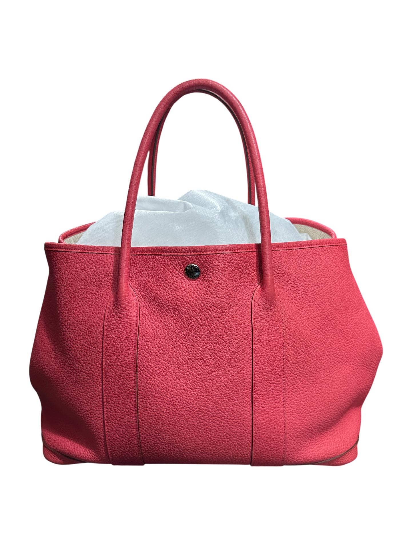 T-Family Hermes Garden Party PM 35 Pink All-Leather Tote Bag Square O Stamp - | Authentic Pre-Owned Luxury