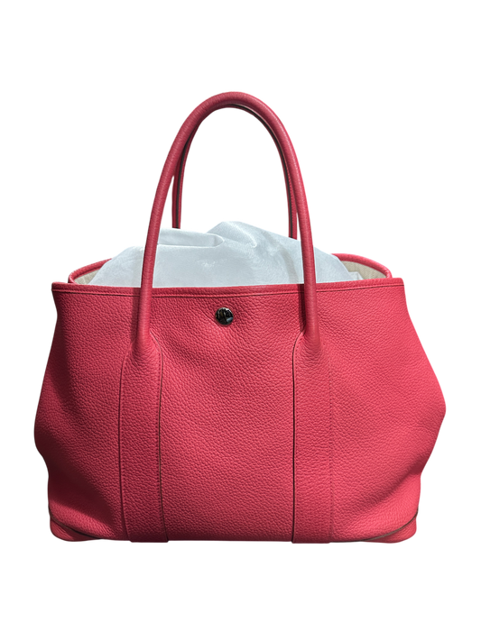T-Family Hermes Garden Party PM 35 Pink All-Leather Tote Bag Square O Stamp - | Authentic Pre-Owned Luxury