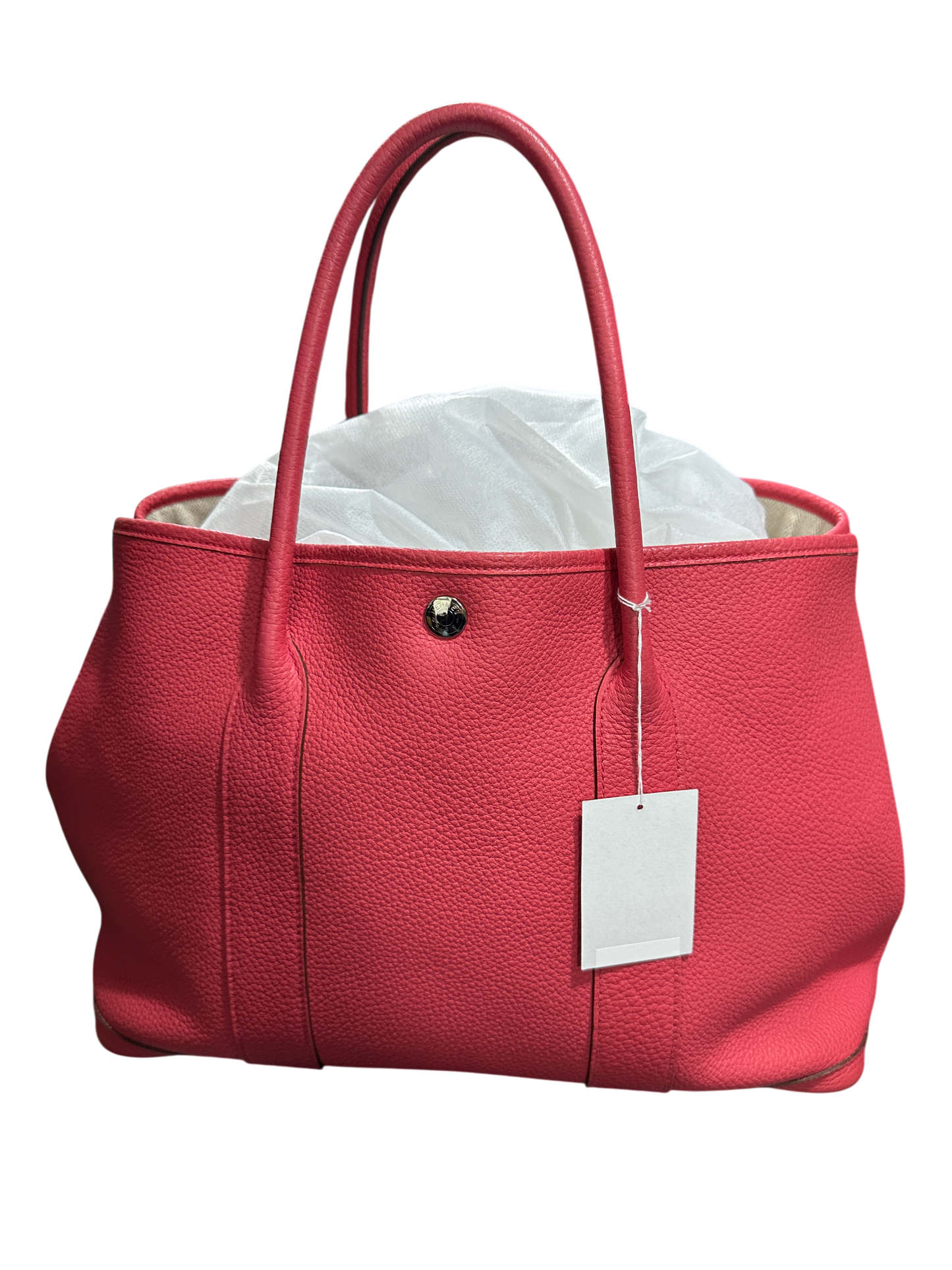 T-Family Hermes Garden Party PM 35 Pink All-Leather Tote Bag Square O Stamp - | Authentic Pre-Owned Luxury