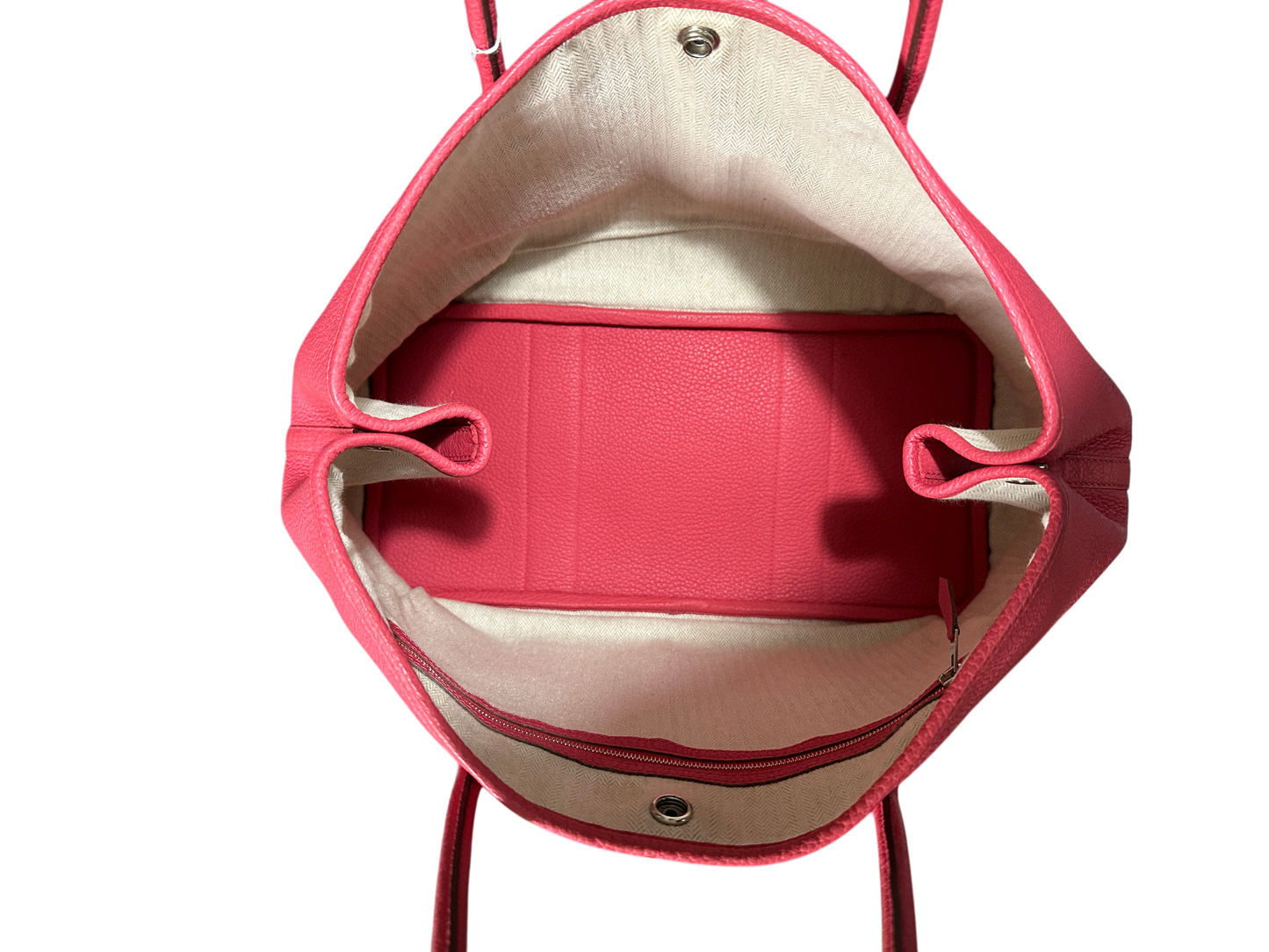 T-Family Hermes Garden Party PM 35 Pink All-Leather Tote Bag Square O Stamp - | Authentic Pre-Owned Luxury