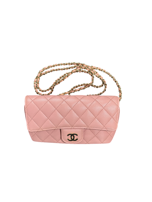 T-Family Chanel Matelassé 18 Mini Flap Bag Pink Caviar Leather Gold Hardware Series 31 - | Authentic Pre-Owned Luxury