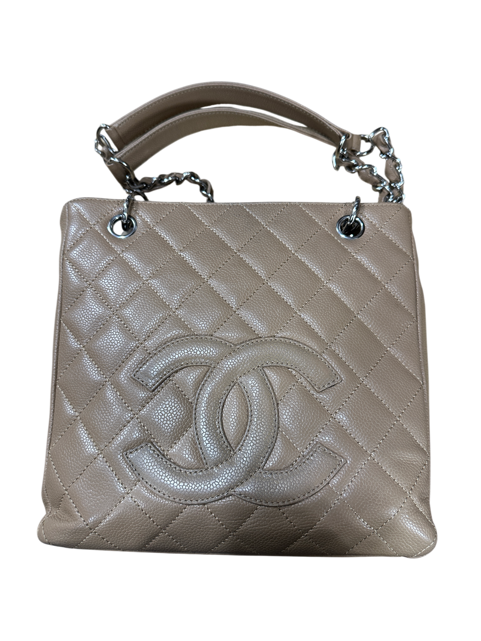 T-Family Chanel PST Petite Shopping Tote Beige Caviar Leather Silver Hardware Series 11 - | Authentic Pre-Owned Luxury