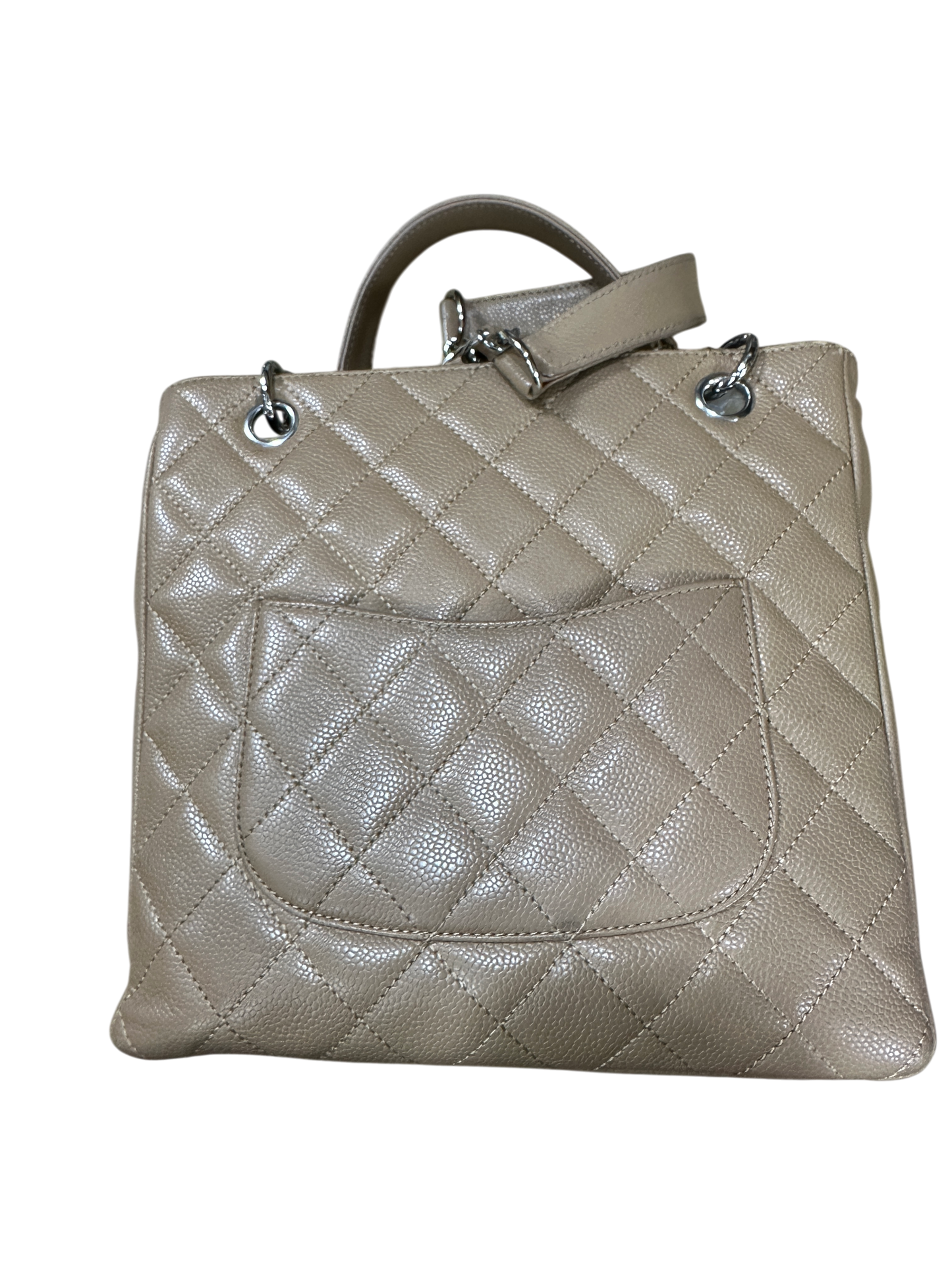 T-Family Chanel PST Petite Shopping Tote Beige Caviar Leather Silver Hardware Series 11 - | Authentic Pre-Owned Luxury